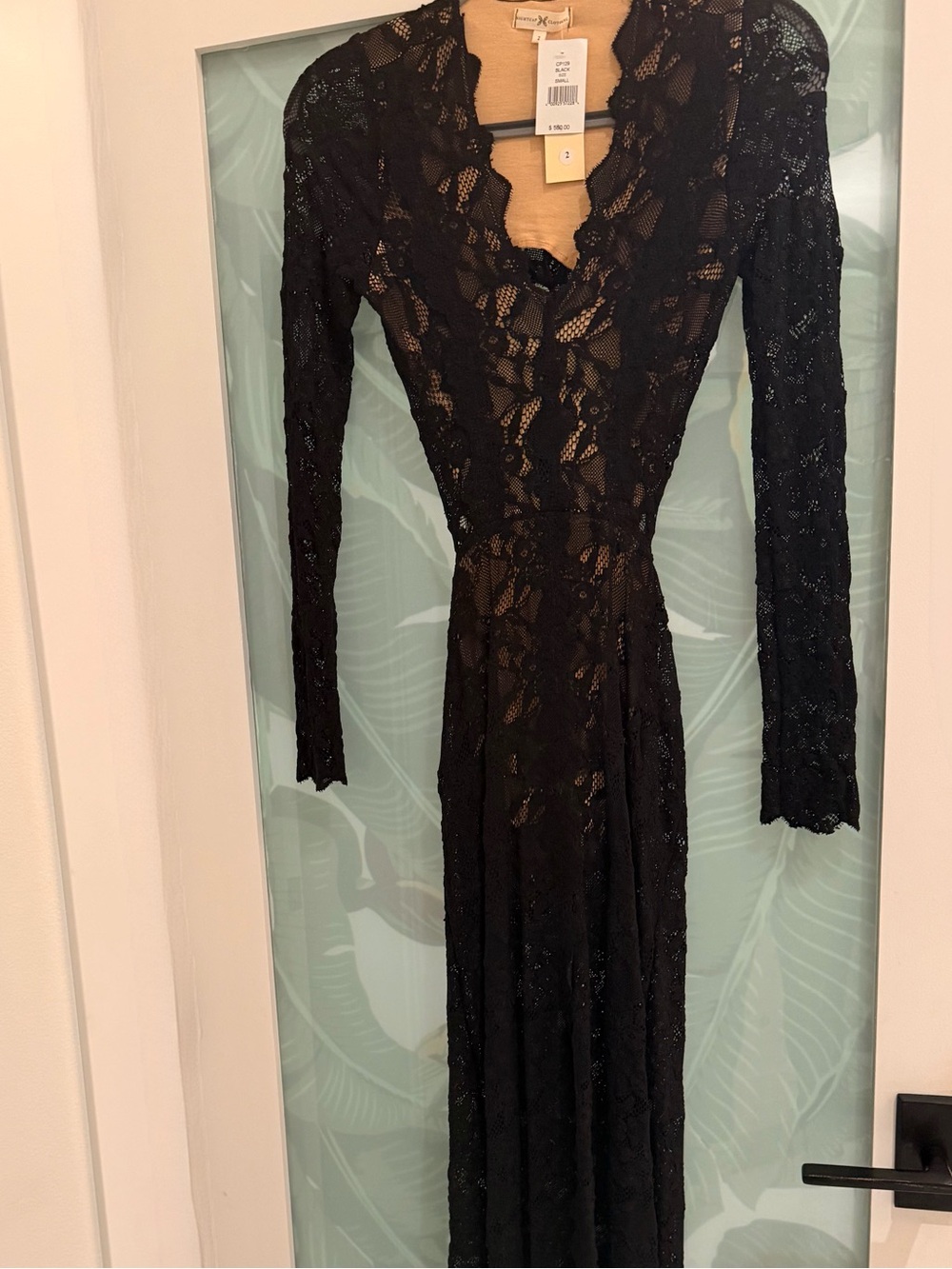 NWT Nightcap Black Lace Long Sleeve Maxi Dress